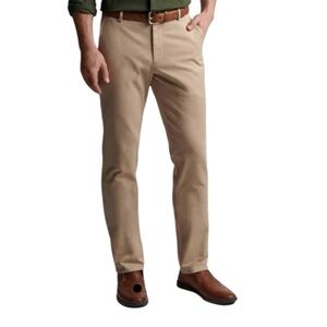Peter Millar Crown Trousers - Pilot Twill Flat Front Khaki Size 35     ‎      Z